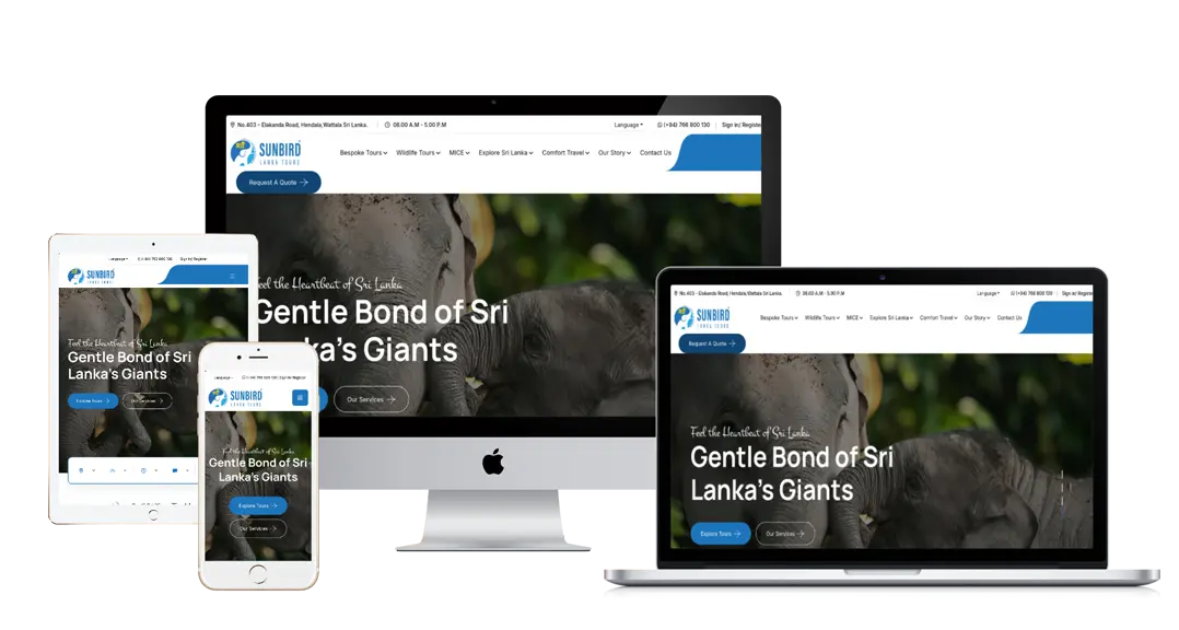 Portfoio Item sunbird lanka Tours mockup all divice